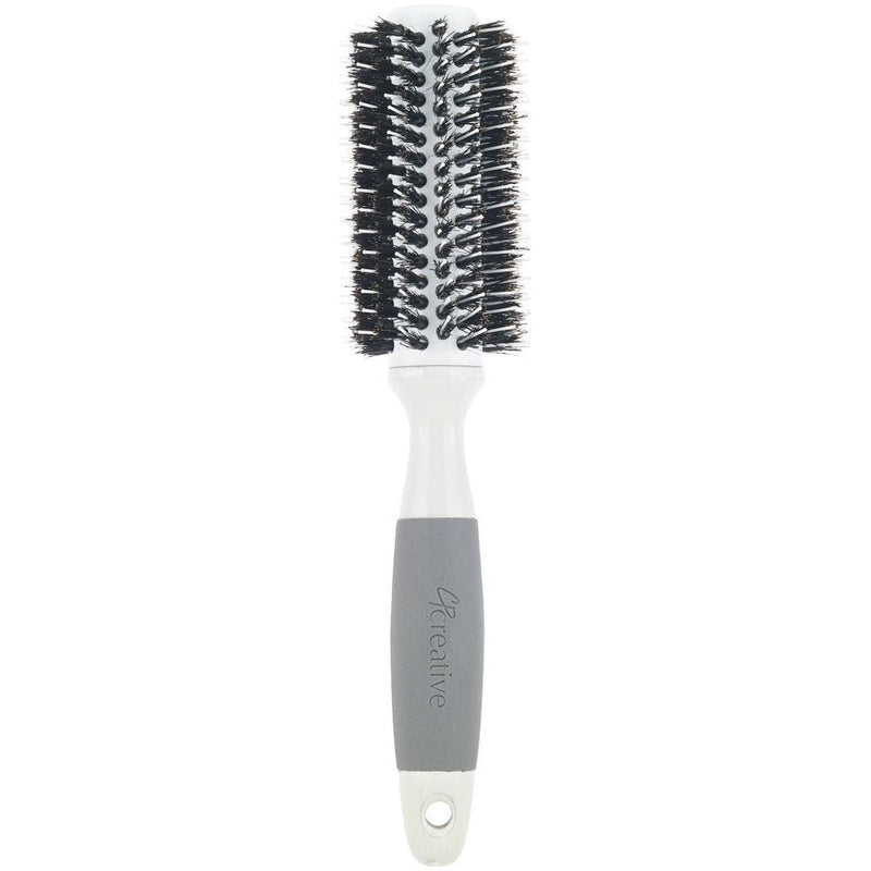 Creative Pro Hair Tools Ceramic Barrel Round Boar Bristle & Nylon Mix Hair Brush Hair Brush White Smoke 102-BP (2")
