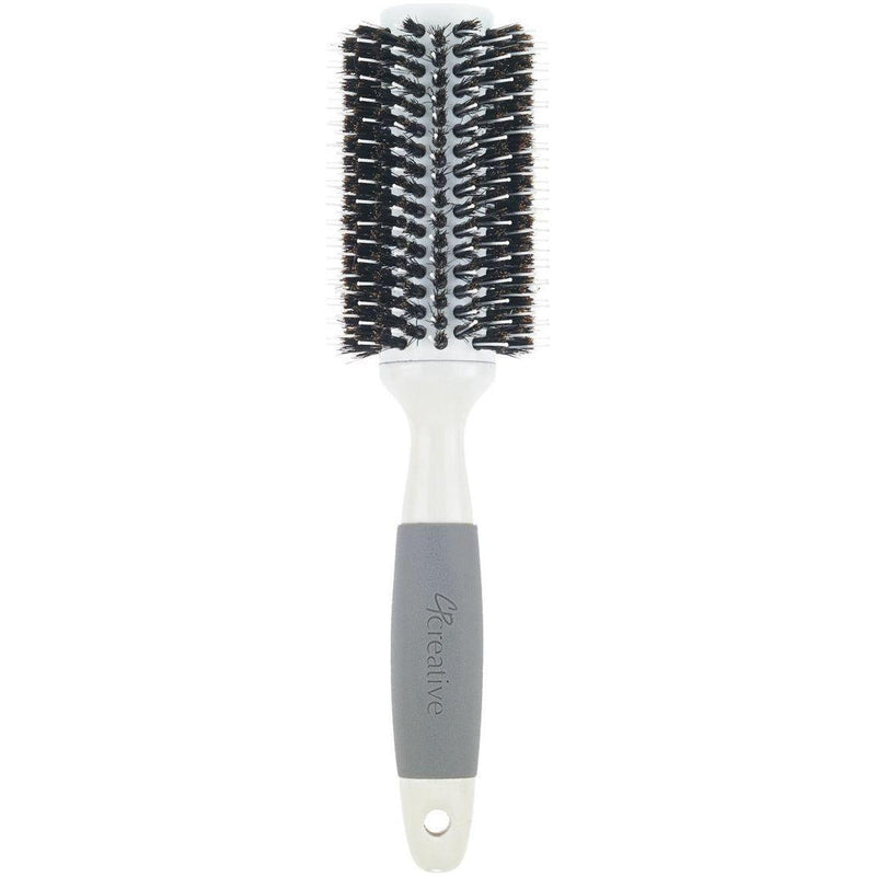 Creative Pro Hair Tools Ceramic Barrel Round Boar Bristle & Nylon Mix Hair Brush Hair Brush White Smoke 103-BP (2.5")