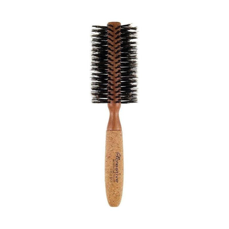 Creative Pro Hair Tools Eco-Friendly Birchwood and Cork Boar Bristle Round Hair Brush Hair Brush