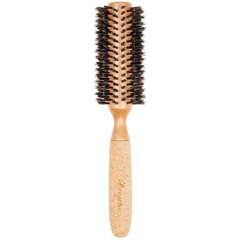 Creative Pro Hair Tools Eco-Friendly Birchwood and Cork Boar Bristle Round Hair Brush Hair Brush