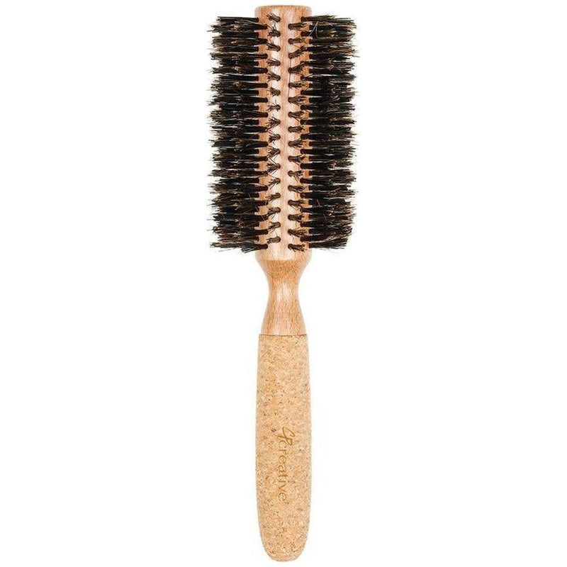 Creative Pro Hair Tools Eco-Friendly Birchwood and Cork Boar Bristle Round Hair Brush Hair Brush