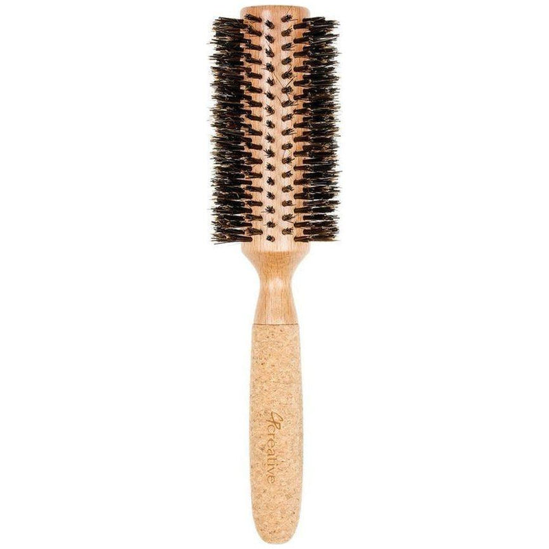 Creative Pro Hair Tools Eco-Friendly Birchwood and Cork Boar Bristle Round Hair Brush Hair Brush