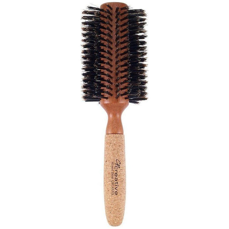 Creative Pro Hair Tools Eco-Friendly Birchwood and Cork Boar Bristle Round Hair Brush Hair Brush