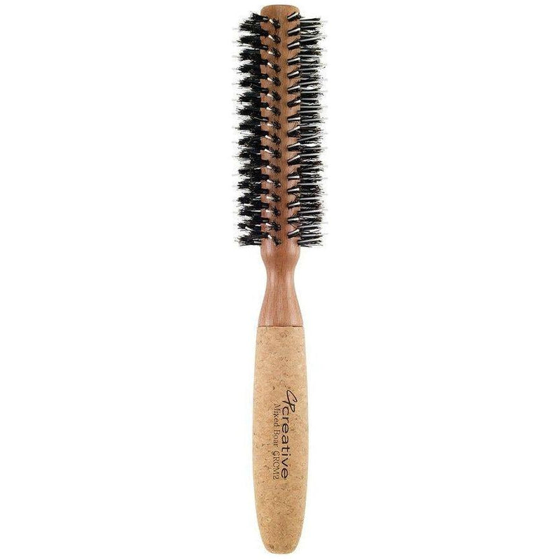 Creative Pro Hair Tools Eco-Friendly Birchwood and Cork Boar Bristle Round Hair Brush Hair Brush