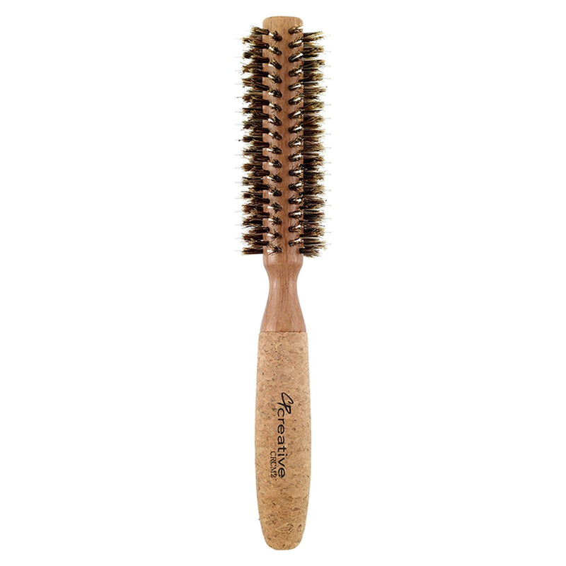 Creative Pro Hair Tools Eco-Friendly Birchwood and Cork Mixed Boar Bristle Round Hair Brush Hair Brush