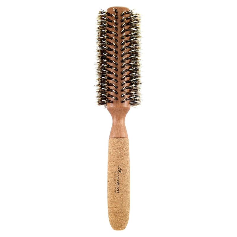 Creative Pro Hair Tools Eco-Friendly Birchwood and Cork Mixed Boar Bristle Round Hair Brush Hair Brush