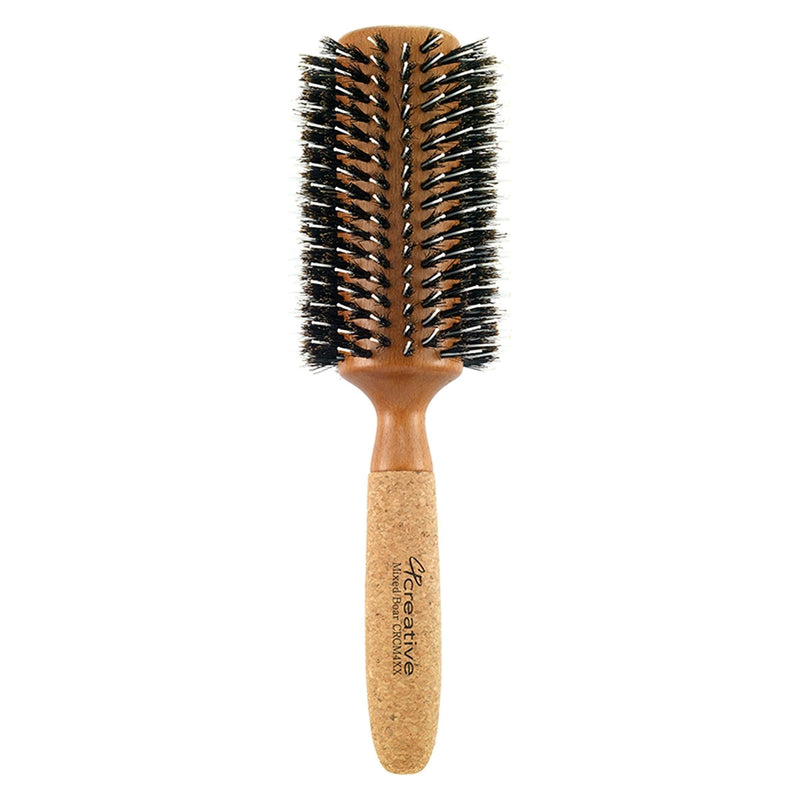 Creative Pro Hair Tools Eco-Friendly Birchwood and Cork Mixed Boar Bristle Round Hair Brush Hair Brush