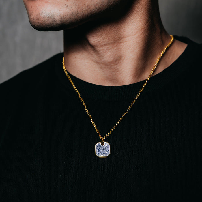 Blue Lapis Square Pendant (Gold)