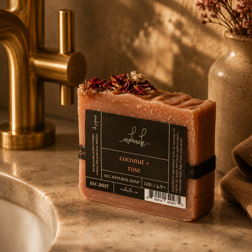 Mobaak Aromatherapy Shoppe Coconut + Rose All Natural Soap Natural Bar Soap