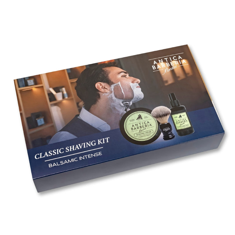Antica Barberia Mondial US Balsamic Classic Shaving Gift Box: Brush + Aftershave Balm + Shaving Cream Gift Set