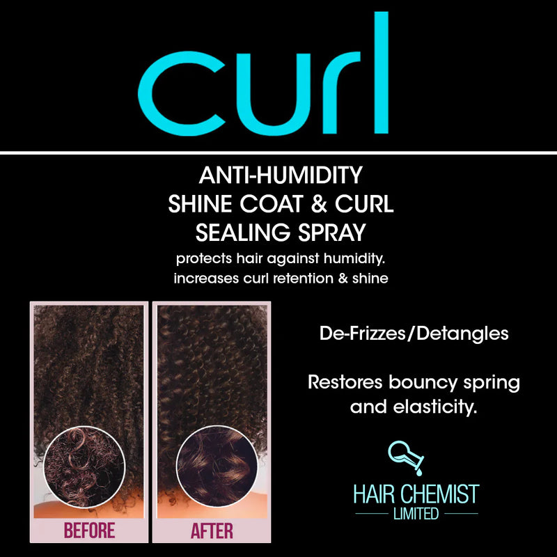 Mill's Beauty Supply Hair Chemist CURL Anti Humidity Shine Coat & Curl Sealing Spray 8 oz.