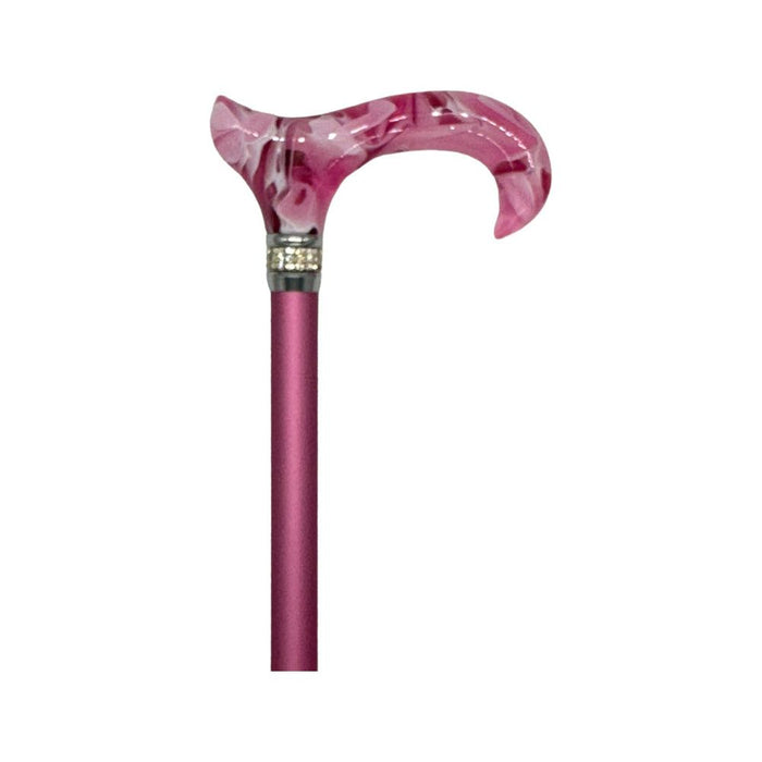 Classy Walking Canes Adjustable Fashionable Pink Rhinestone and Pearls - 16 OZ
