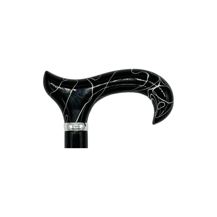 Classy Canes Black and White Swirl Handle on Black Shaft