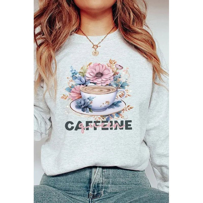 Caffeine Queen Floral Graphic Sweatshirt