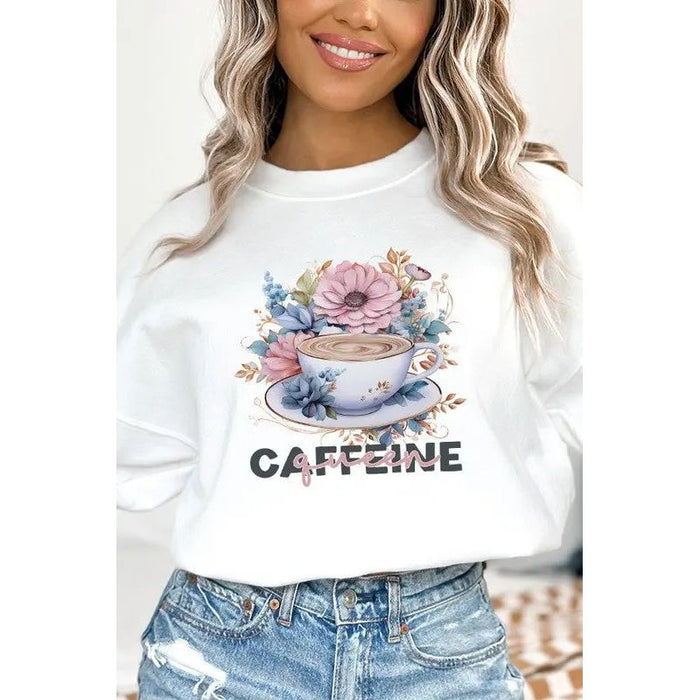 Caffeine Queen Floral Graphic Sweatshirt