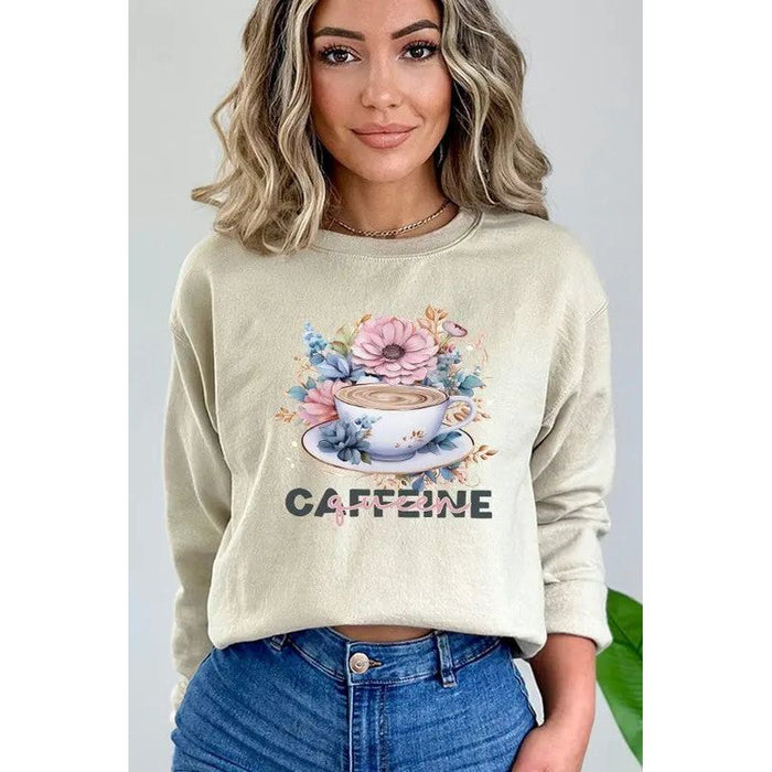 Caffeine Queen Floral Graphic Sweatshirt