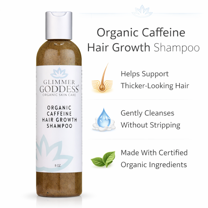 Glimmer Goddess® Organic Skin Care Organic Caffeine Shampoo for Hair Growth – Stimulating Formula Hair Growth