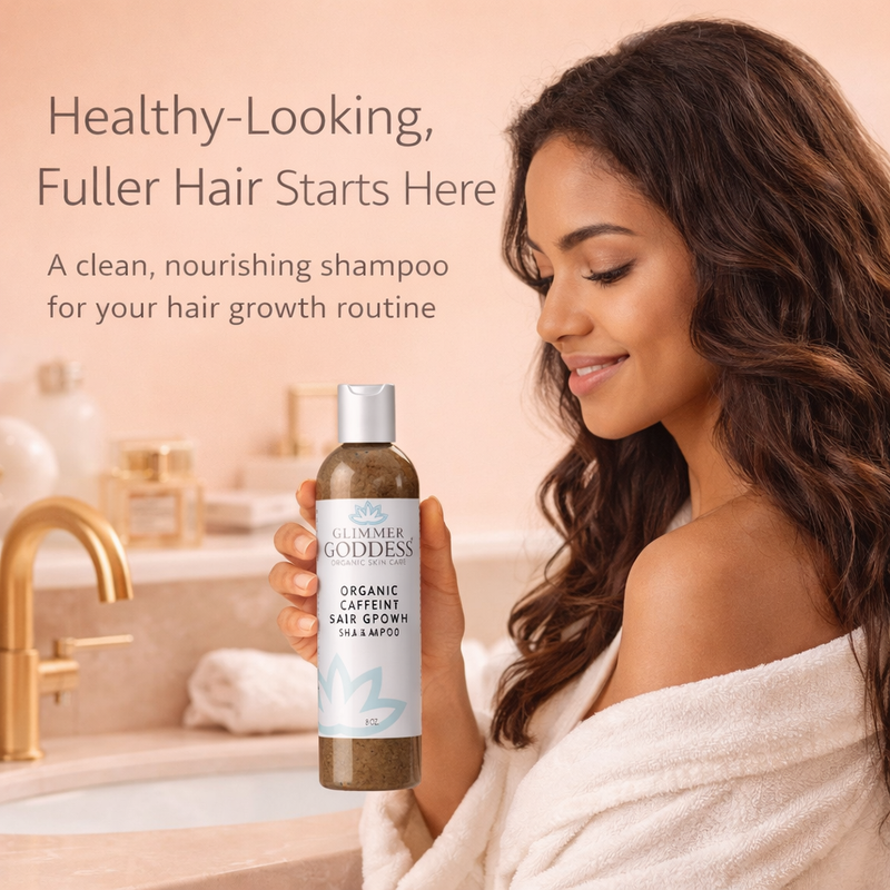Glimmer Goddess® Organic Skin Care Organic Caffeine Shampoo for Hair Growth – Stimulating Formula Hair Growth