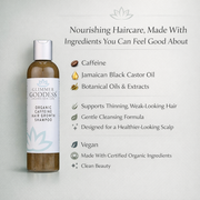 Glimmer Goddess® Organic Skin Care Organic Caffeine Shampoo for Hair Growth – Stimulating Formula Hair Growth