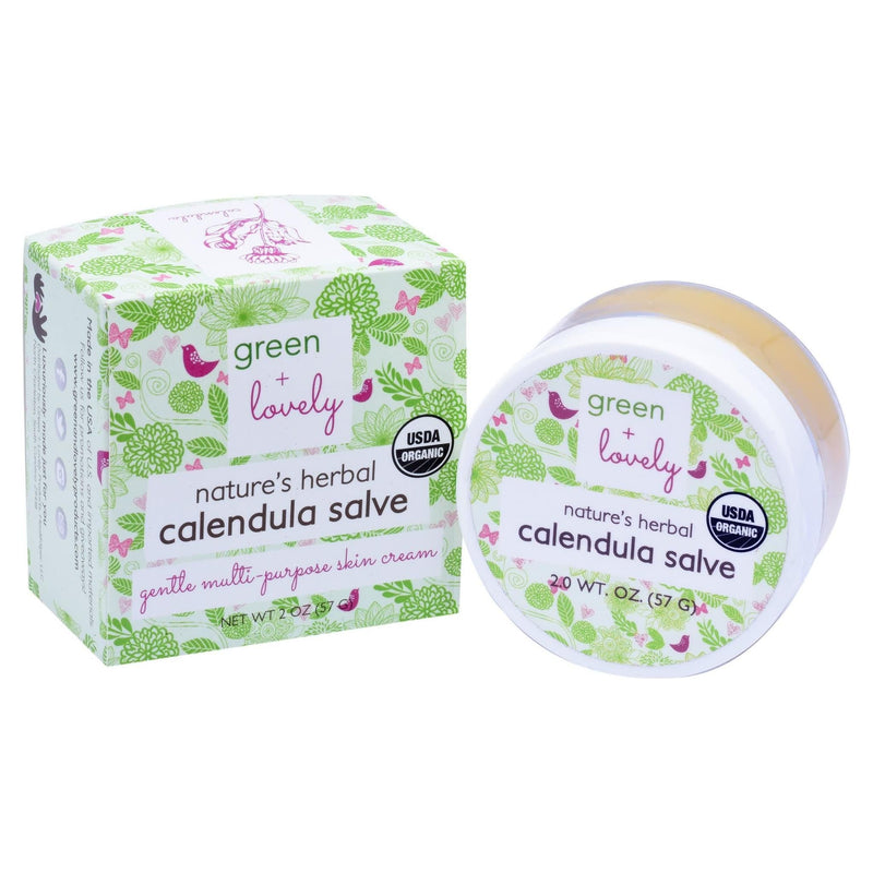 Green + Lovely Nature's Herbal Calendula Salve, Organic - Eczema Cream - Multi-use Skin Cream, 2 oz Nature's Herbal Calendula Salve. Healing Ointment.