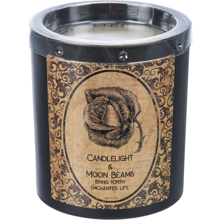 The Bullish Store - Candlelight & Moon Beams Jar Candle | Rose In Frosted Black Glass | 35Hrs Burn Time