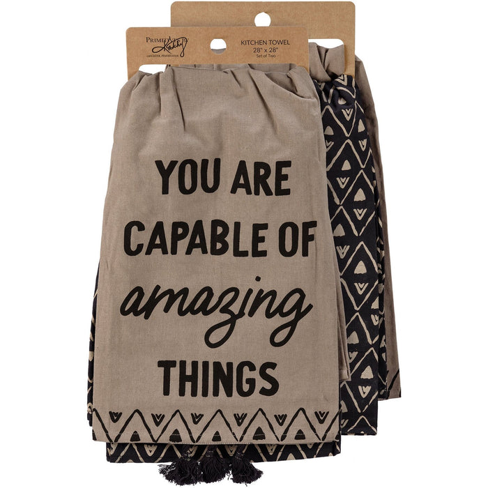 The Bullish Store - Capable Of Amazing Things Dish Cloth Towel Set | 2 Coordinating Cotton Towels