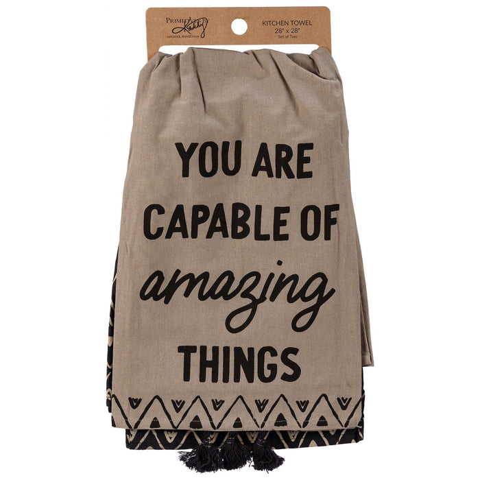 The Bullish Store - Capable Of Amazing Things Dish Cloth Towel Set | 2 Coordinating Cotton Towels