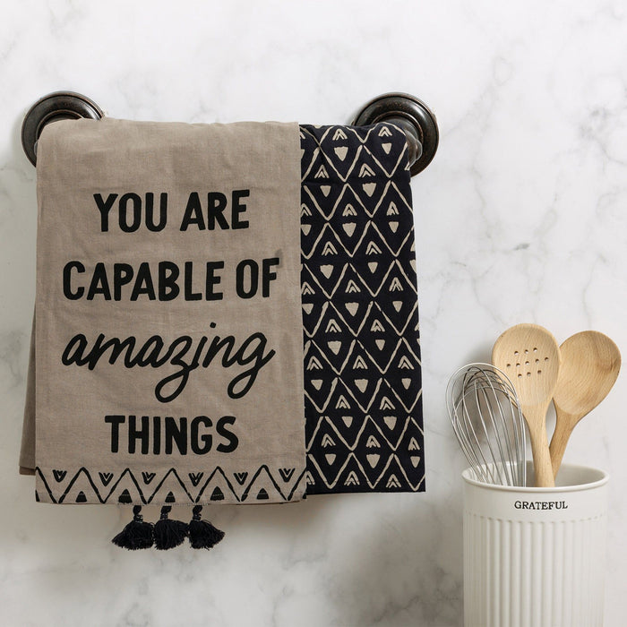 The Bullish Store - Capable Of Amazing Things Dish Cloth Towel Set | 2 Coordinating Cotton Towels