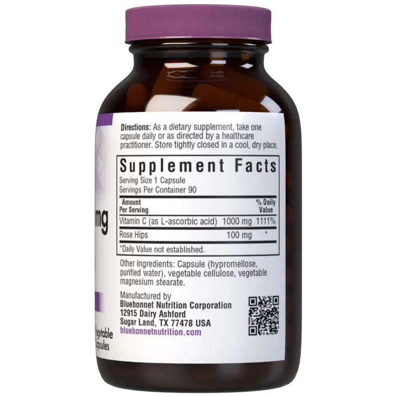Bluebonnet BlueBonnet Vitamin Plus Rosehips C 1000 mg, 90  Vegetable Capsules Vitamin Supplement