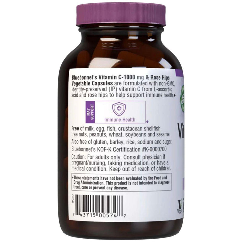 Bluebonnet BlueBonnet Vitamin Plus Rosehips C 1000 mg, 90  Vegetable Capsules Vitamin Supplement
