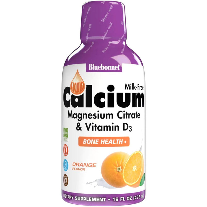 Bluebonnet Liquid Calcium Magnesium Citrate Plus Vitamin D3, Orange, 16 oz