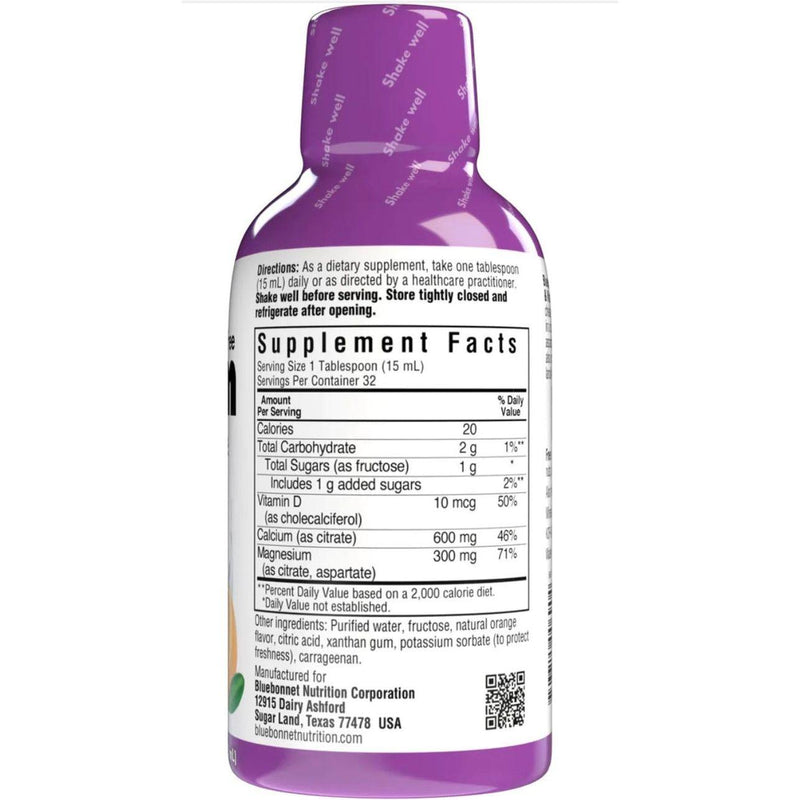 Bluebonnet Bluebonnet Liquid Calcium Magnesium Citrate Plus Vitamin D3, Orange, 16 oz Liquid Vitamin Supplement
