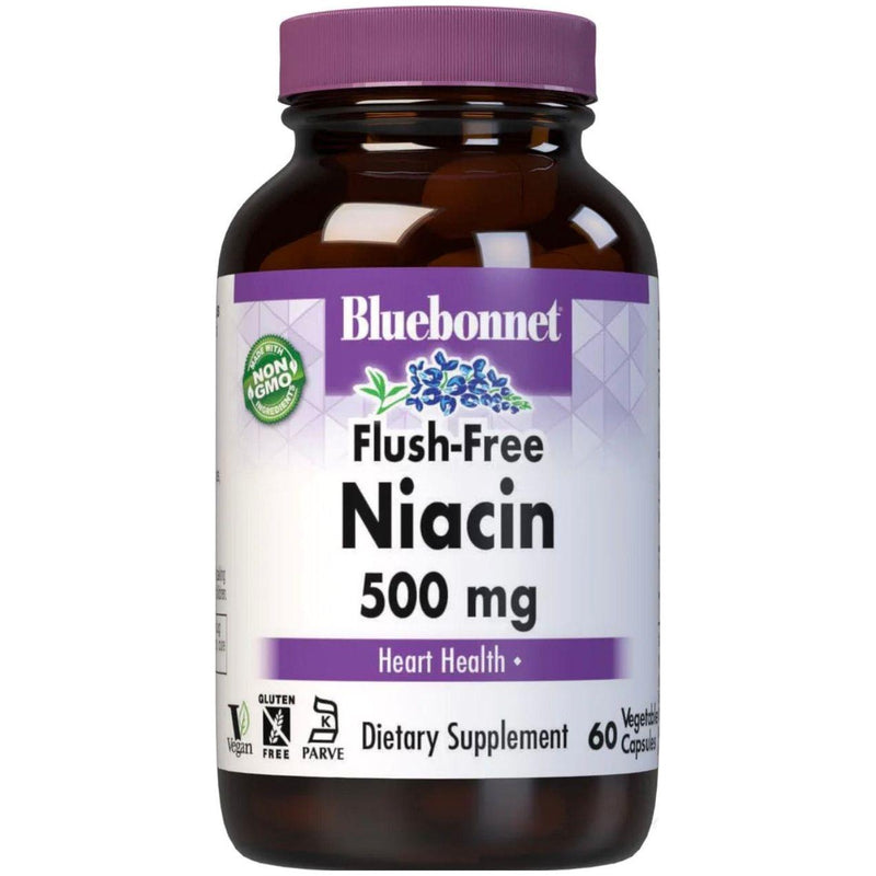Bluebonnet Bluebonnet Flush Free Niacin 500 mg 60 Vegetable Capsules Dietary Supplements