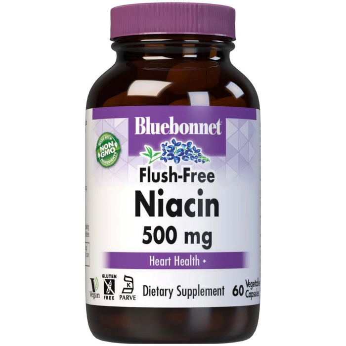 Bluebonnet Flush Free Niacin 500 mg 60 Vegetable Capsules