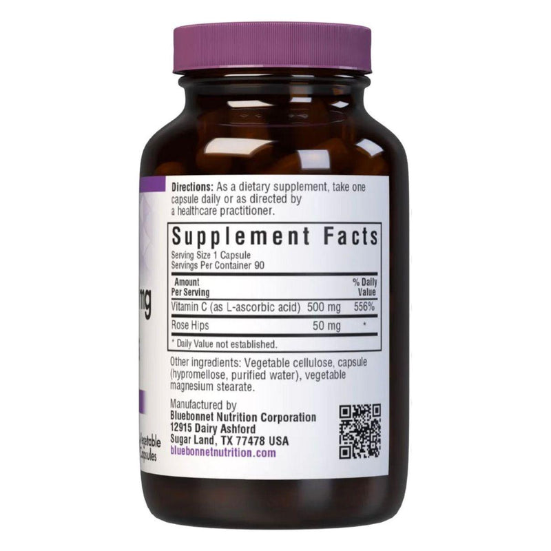 Bluebonnet Bluebonnet Kosher Vitamin C-500 mg Plus Rose Hips 90 Vegetable Capsules Vitamin Supplement