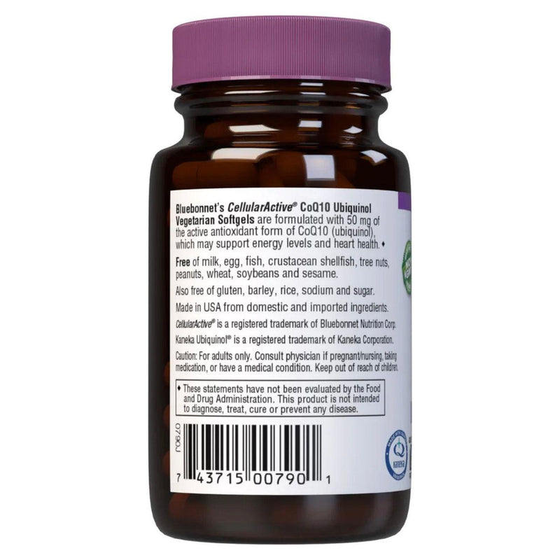 Bluebonnet Bluebonnets CellularActive CoQ10 Ubiquinol  50 mg, 30 Vegetarian Softgels Vitamins & Supplements