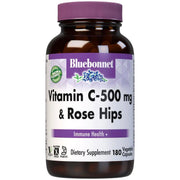 Bluebonnet Bluebonnets Vitamin C-500 mg Plus Rose Hips 180 Vegetable Capsules Vitamins & Supplements
