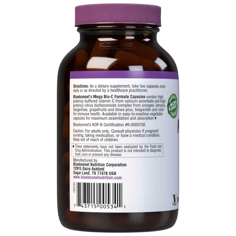 Bluebonnet Bluebonnets Mega Bio-C Formula 90 Vegetable Capsules Dietary Supplements