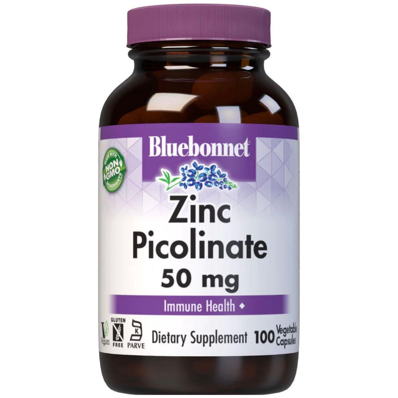 Bluebonnet Bluebonnets Zinc Picolinate 50 mg, 100 Vegetable Capsules Dietary Supplements