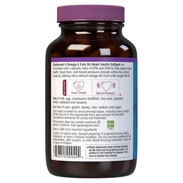 BlueBonnet Natural Omega-3 Heart Formula, 60 Softgels