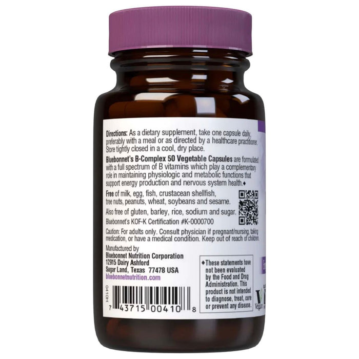 Bluebonnet Nutrition - B-Complex 50 High Potency - 100 Vegetables Capsules