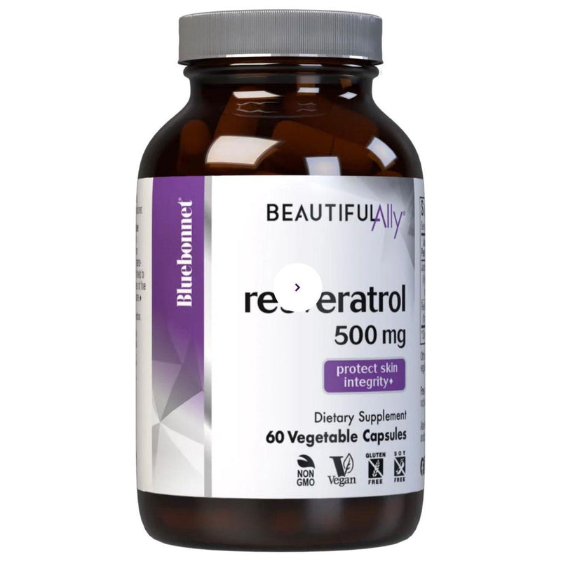 Bluebonnet Bluebonnets Beautiful Ally Resveratrol 500 mg, 60 Vegetable Capsules Dietary Supplements