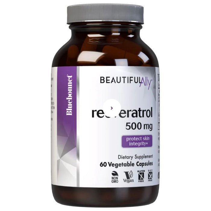 Bluebonnets Beautiful Ally Resveratrol 500 mg, 60 Vegetable Capsules