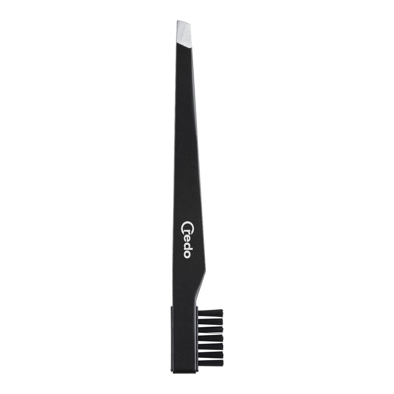 Credo Credo Tweezers with Eyebrow Brush 9cm Stainless/Black - 16 Oz Cosmetics