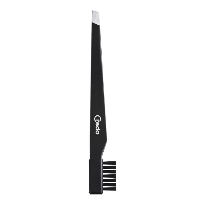 Credo Tweezers with Eyebrow Brush 9cm Stainless/Black - 16 Oz