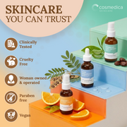 Cosmedica Skincare Cosmedica Skincare Facial Serum Trio Set – Vitamin C Serum, 2.5% Retinol Serum & Hyaluronic Acid Serum for Face – Anti Aging, Brightening & Hydrating Skincare – Reduce Wrinkles & Dark Spots – Vegan, Cruelty Free (3 x 1oz) Kit