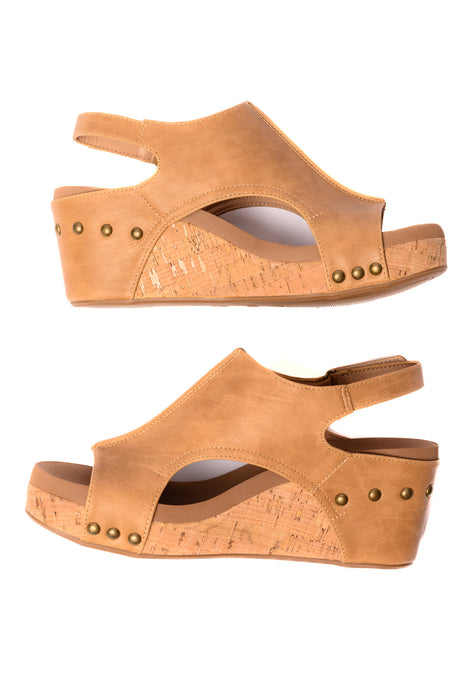 Wedge Sandals in Caramel Smooth