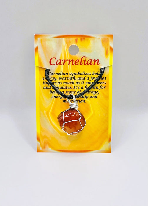 Carnelian Silver Wire Wrapped Necklace