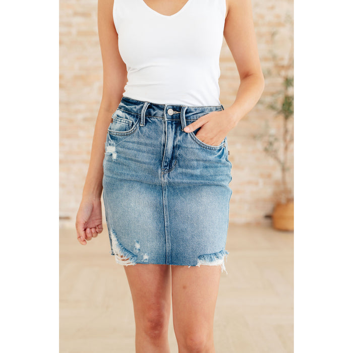 Carol High Rise Rigid Magic Denim Skirt