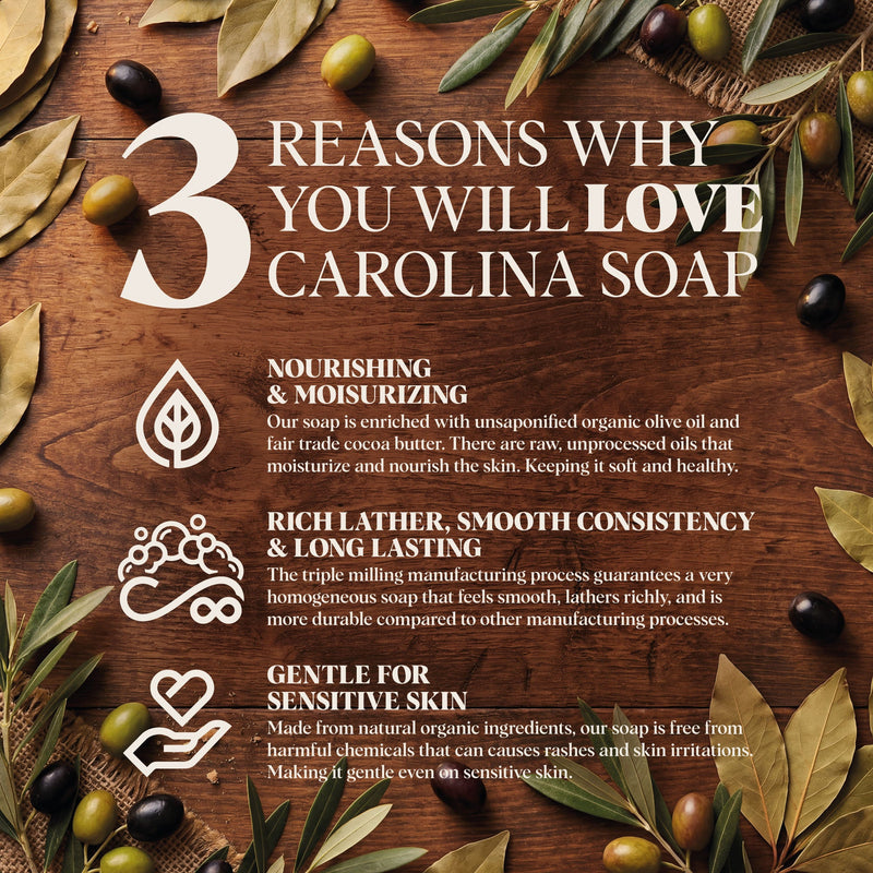 Carolina Castile Soap Castile Bar Soap - Gentle Unscented Dark Slate Gray 3 Pack,6 Pack,Case of 48 Bars